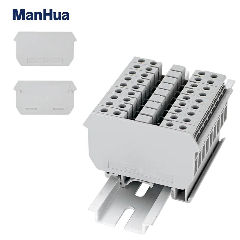 ManHua 10Pcs D-UDK4 For UDK-4 Terminal Block Accessories End Cover Plate Din Rail Terminal Block End Caps