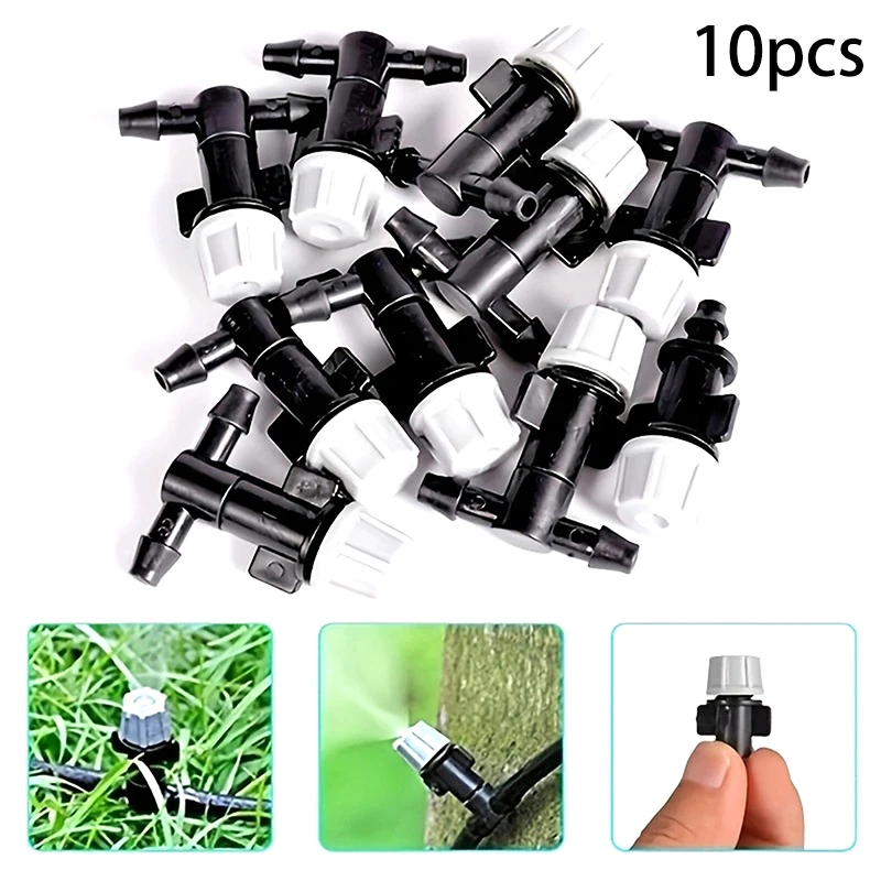 10Pcs Single Spray Cooling Tee Spray Head Connector Garden Balcony Site Farm Dust Disinfection Single Outlet Atomizing Nozzle