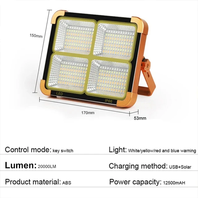 Portable Solar Lantern LED Tent Light Rechargeable Lantern Emergency Night Market Light Outdoor Camping Bulb Lamp