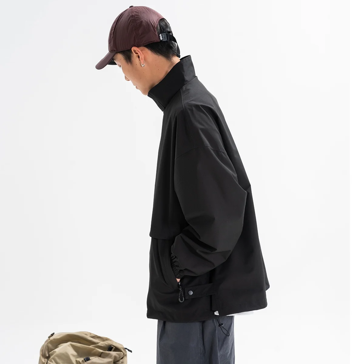 

Wassup Men's Spring Autumn Tee-Proof Outdoor Climbing Jaet Loose Fit Polyester Fiber Long Sve Zipper Closure Color