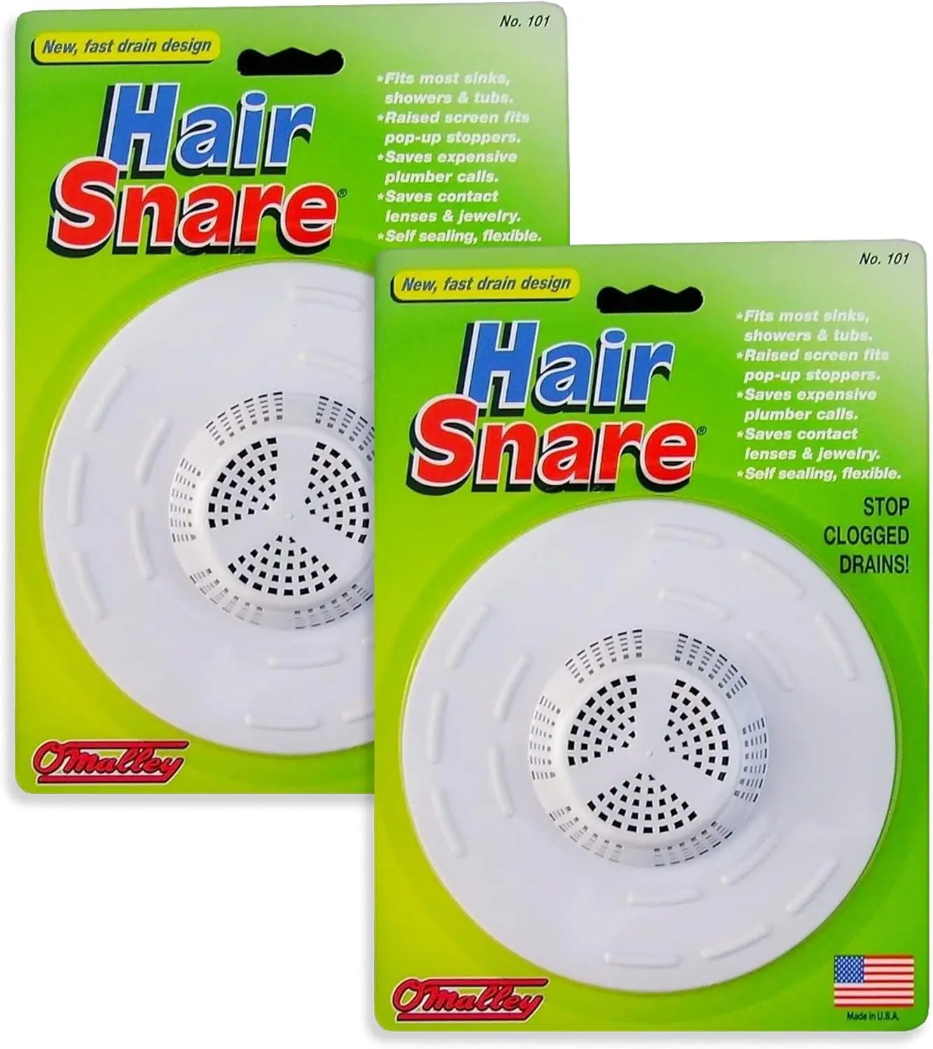 

Hair Snare Drain Cover Universal - White 2 Pack Catches Hair for Clog Prevention