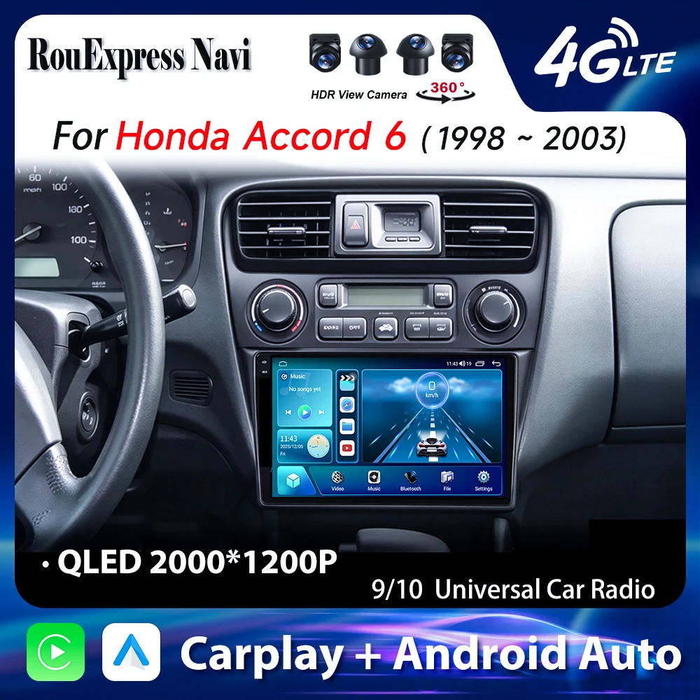 Carplay Android For Honda Accord 6 1998 - 2003 Autoradio Car Radio Multimedia video Player Autoradio GPS Navigation Stereo DVD