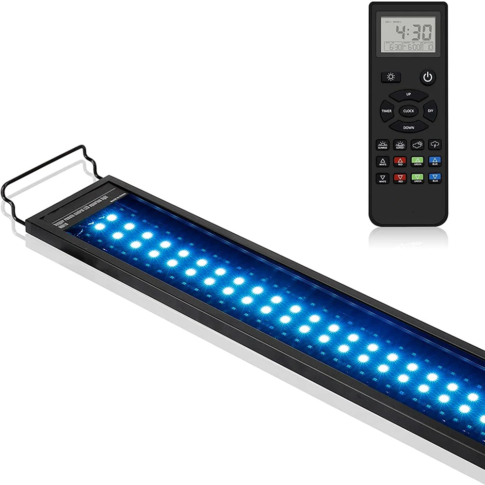 Luce per acquario telecomandata da 60-105CM con Timer luce per acquario a spettro completo con lampada a LED RGBW in modalità meteo per piante