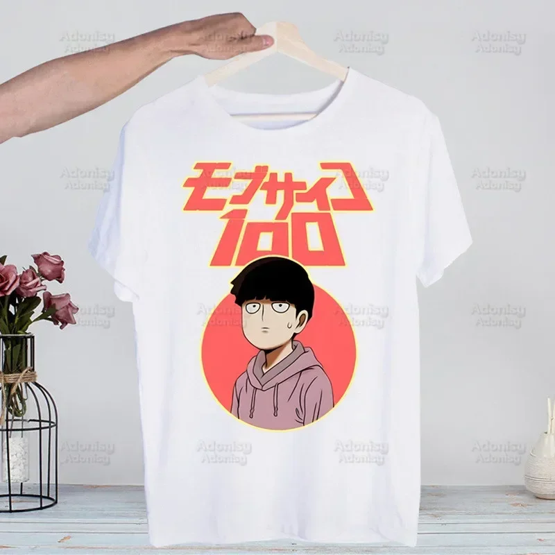 Mob Psycho 100 T Shirt Men Retro Tops Tees Harajuku One Anime Manga Shigeo Kageyama Tshirt Streetwear Hip Hop Male T-shirts