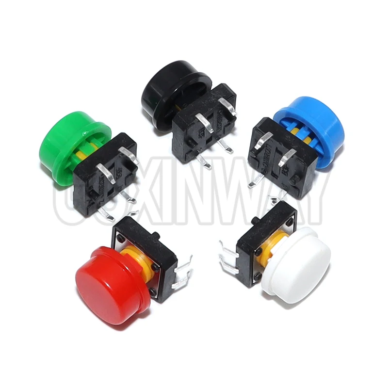 20set 12*12*7.3MM (20PCS Micro Switch Button+ 20pcs 5 Colors Tact Cap ) Tactile Push Button Switch Momentary