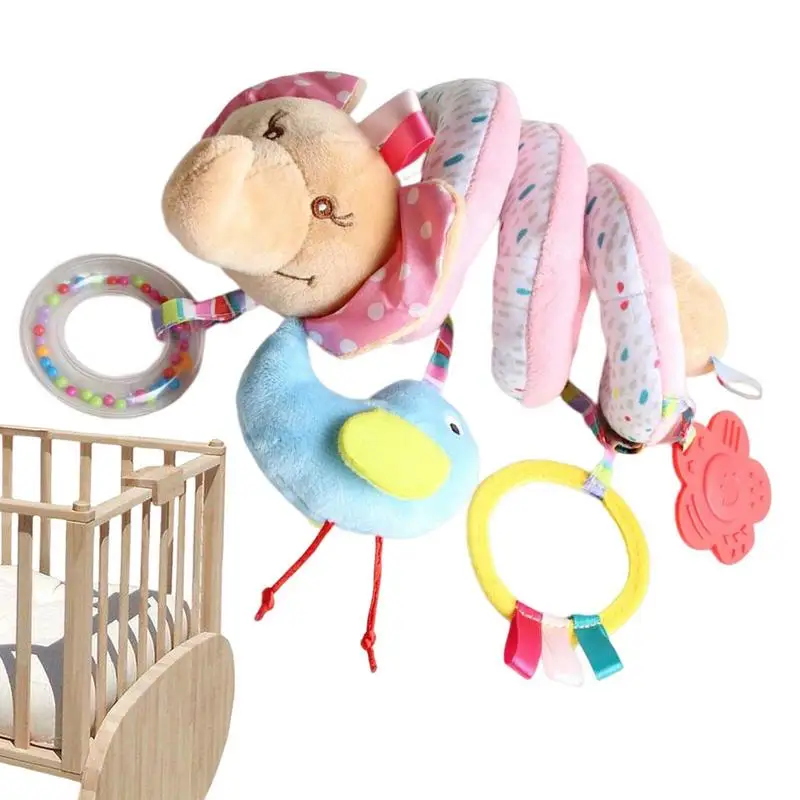 

Newborn Stroller Rattle Toys Baby Rattles Mobiles Educational Toys Pushchair Stroller Activity Spiral Plush Hanging Wrap for kid