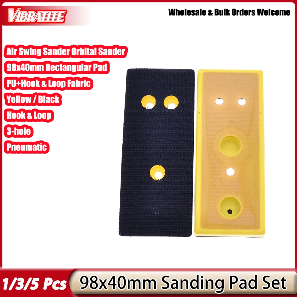 1/3/5Pcs 98x40mm Hook and Loop Sanding Pad Rectangular PU Backing Pad for Pneumatic Air Sander Grinder Polishing
