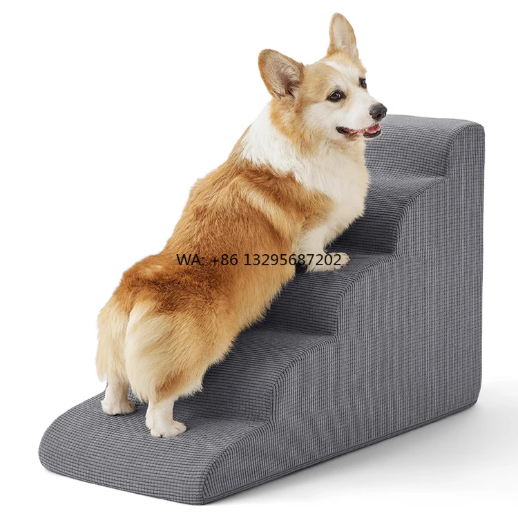 

OEM&ODM High Density Sponge Foldable Portable Handle Pet Dog Ramp Stairs for Bed Couch