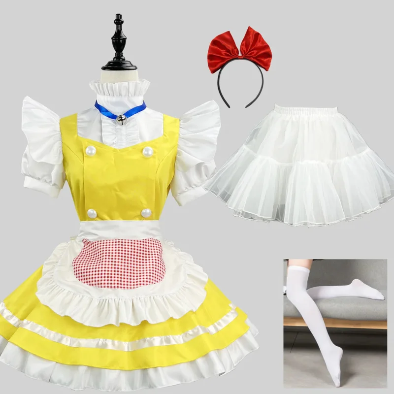 Fat Men Women French maid cosplay costume sweet lolita dress chicken yellow Japanese outfit clothes sippy crossdresser Halloween