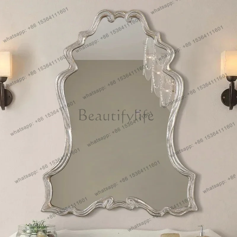 Dressing European retro mirror bathroom wall decorative makeup mirror washstand wall hanging washing mirror