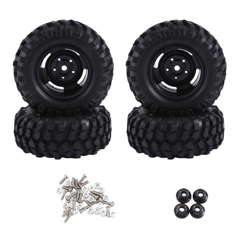 4Pcs 96Mm 1.9 Inch Rubber Wheel Rim Tire Deadlock For 1/10 RC Crawler Car Axial SCX10 HSP Redcat Traxxas Parts Black