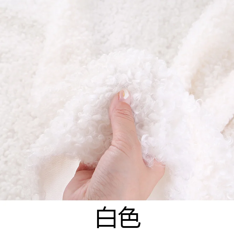 160 Cm Wide Soft Large Grain Parody Sheep Roll Wool Thickened Velvet Loop Cashmere Lamb Wool Clothing Handmade DIY Sewing Fabric