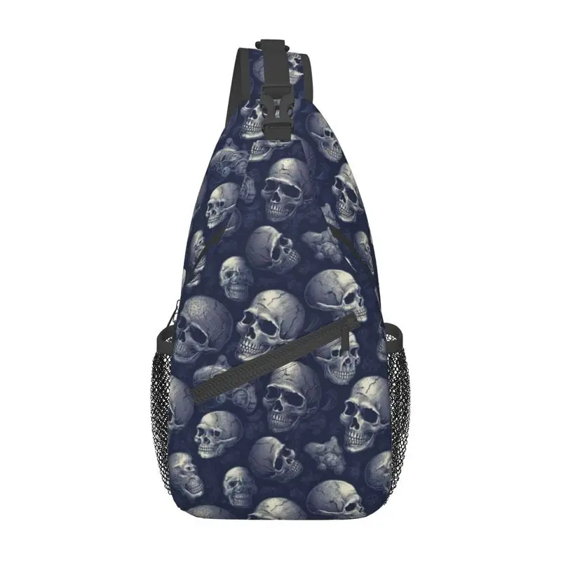 Mochila de hombro con esqueleto de calavera para hombre, bolso cruzado de pecho con Honda, huesos góticos, moda de Halloween, senderismo