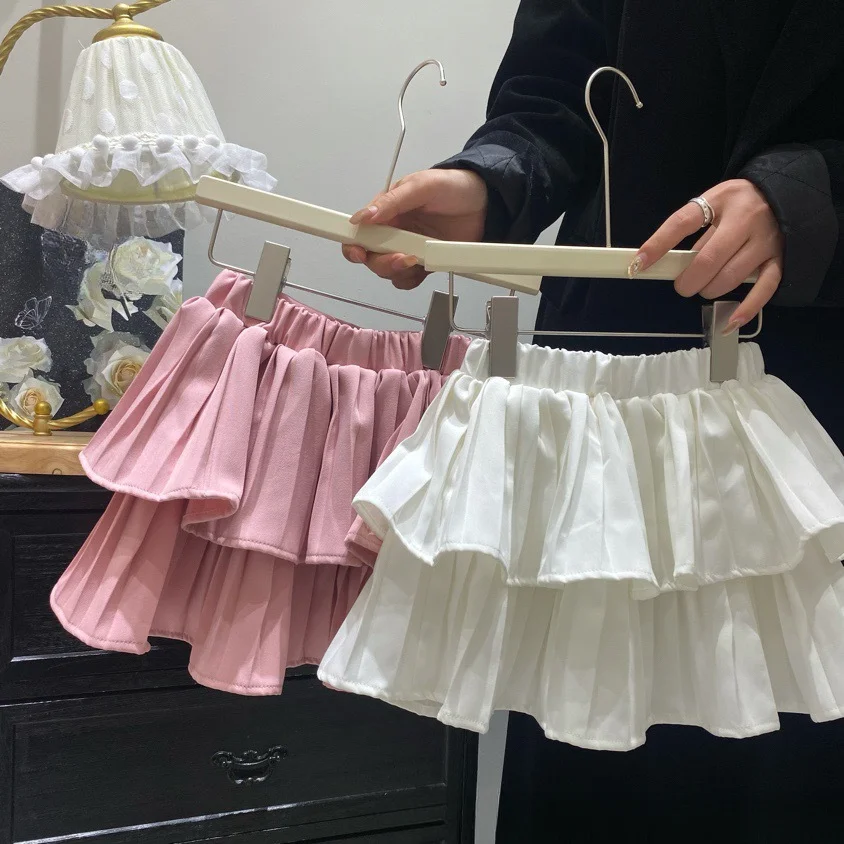 

Girls skirt 2-6Y Autumn 2024 new style double-layer crumpled skirts