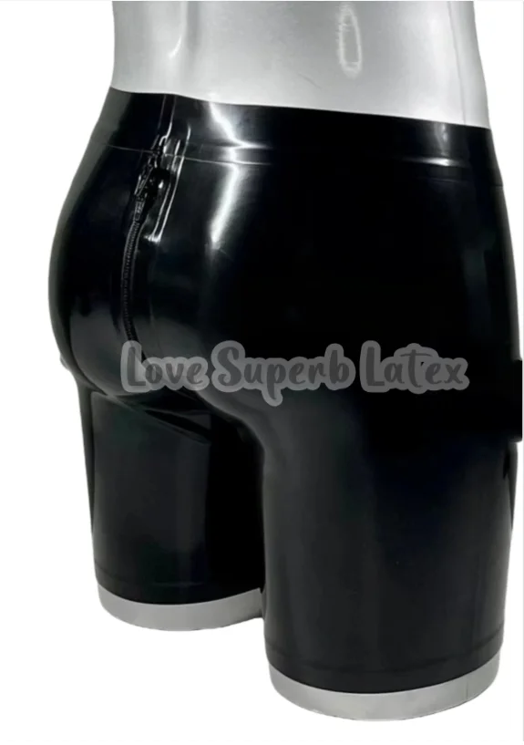صنم سليم صالح اللاتكس الطبيعي الرجال المنشعب سستة الملاكم مثير الأسود المطاط الذكور السراويل الملاكم الملابس الداخلية الساخن بيع الملابس الداخلية هالوين