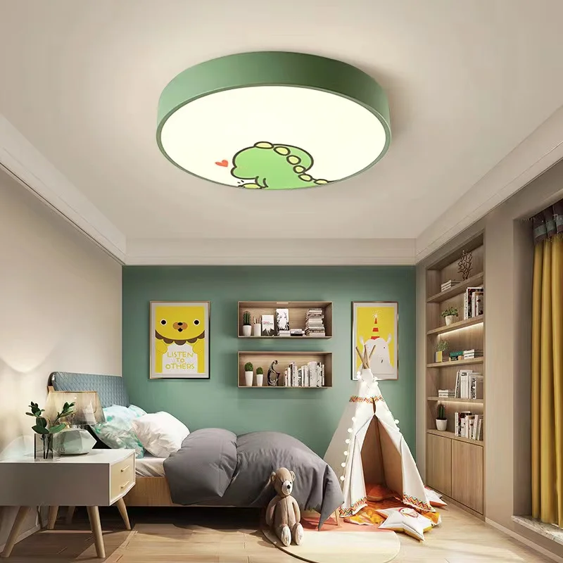 Macaron LED Ceiling Light Baby Boy Girl Bedroom Lamp Cute Dog Cat Dinosaur Giraffe Whale Cartoon Children Kids Room Ceiling Lamp