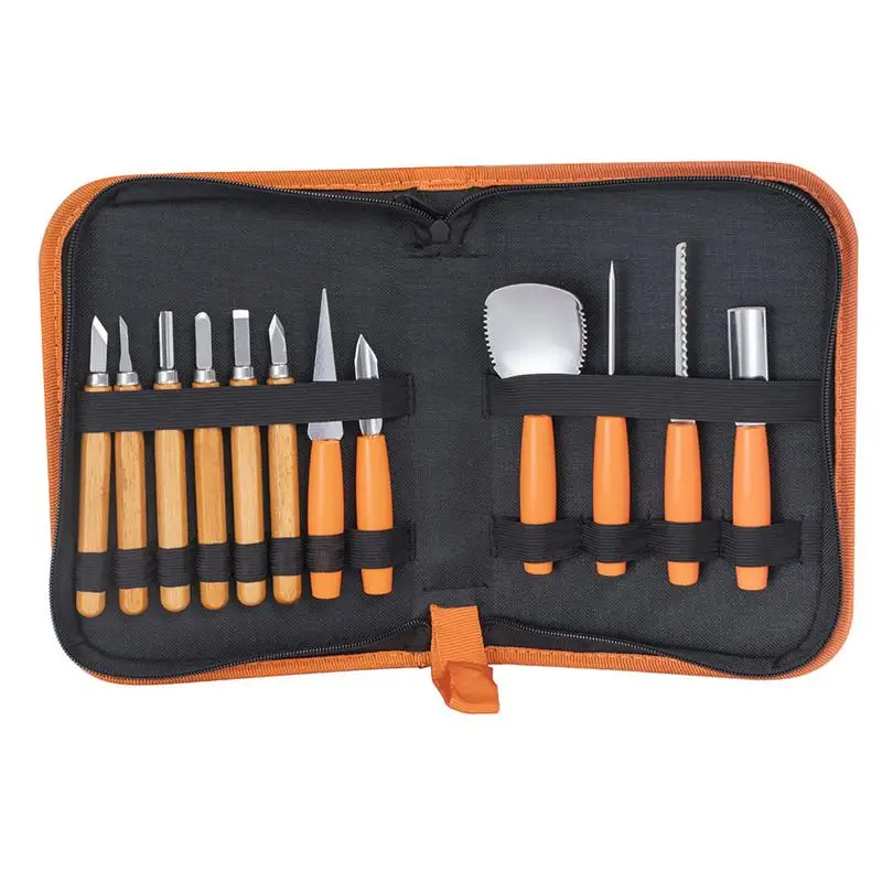 12pcs Halloween Pumpkin Carving Tool Set Carved Cutting Tool Kit Fruit Vegetable Carving Tool Wood Carving Knife Lathe Chisel