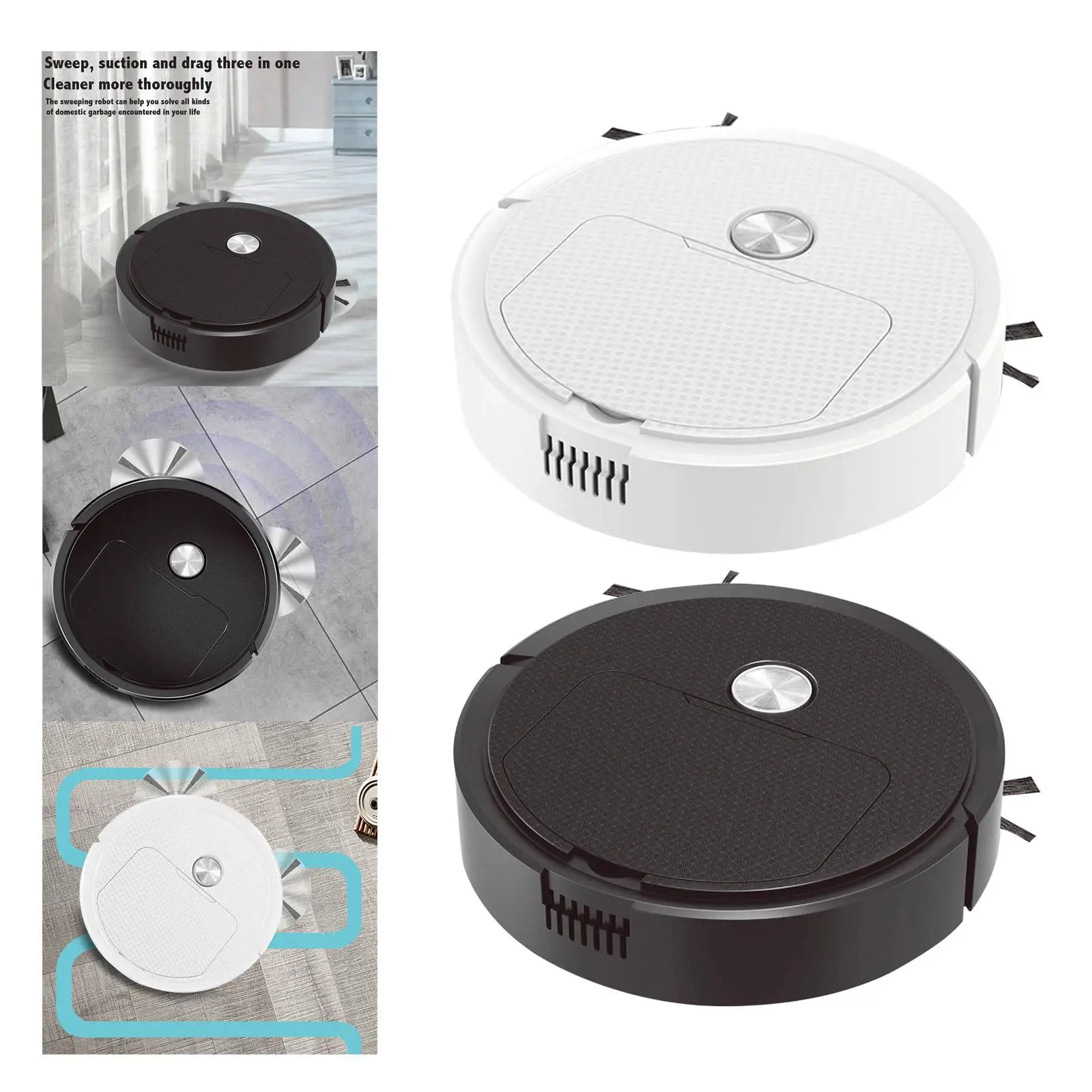 Robot Vacuum Cleaner High Efficient Suction Sweep  Noise Compact USB Charging Automatic Vacuum Cleaner  Wood Tile