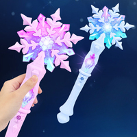 Princess Snow Wand Toy Snowflake Light Sound Sticks Kid Cosplay Fairy Girls Glowing Wands Christmas Halloween Children Toys