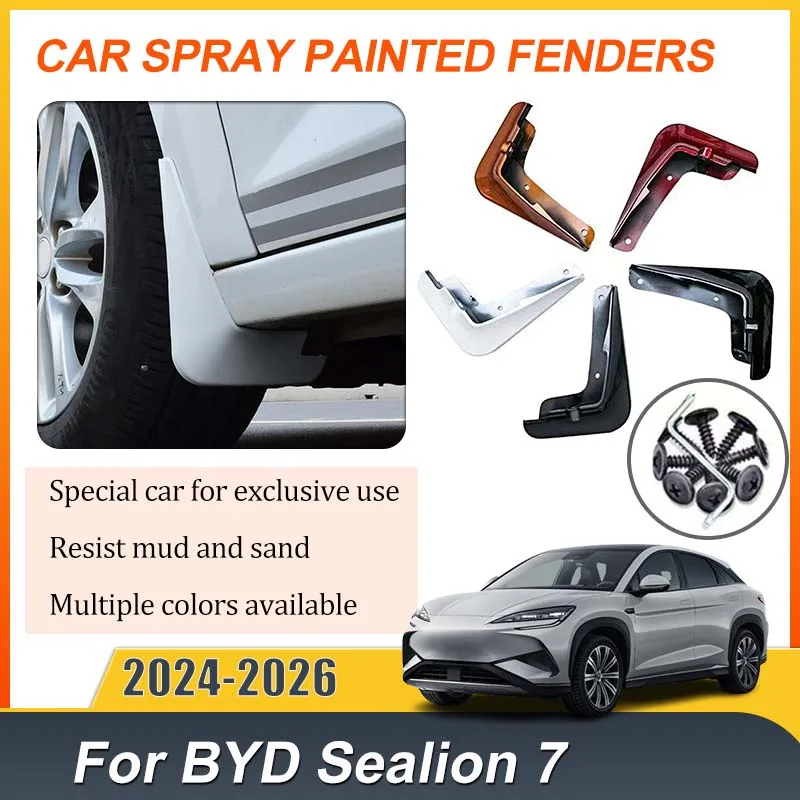 

Брызговики для BYD Sealion 7 2025 (модели 2024-2026), окрашенные методом спрей-покрытия, защита от грязи, автомобильные аксессуары