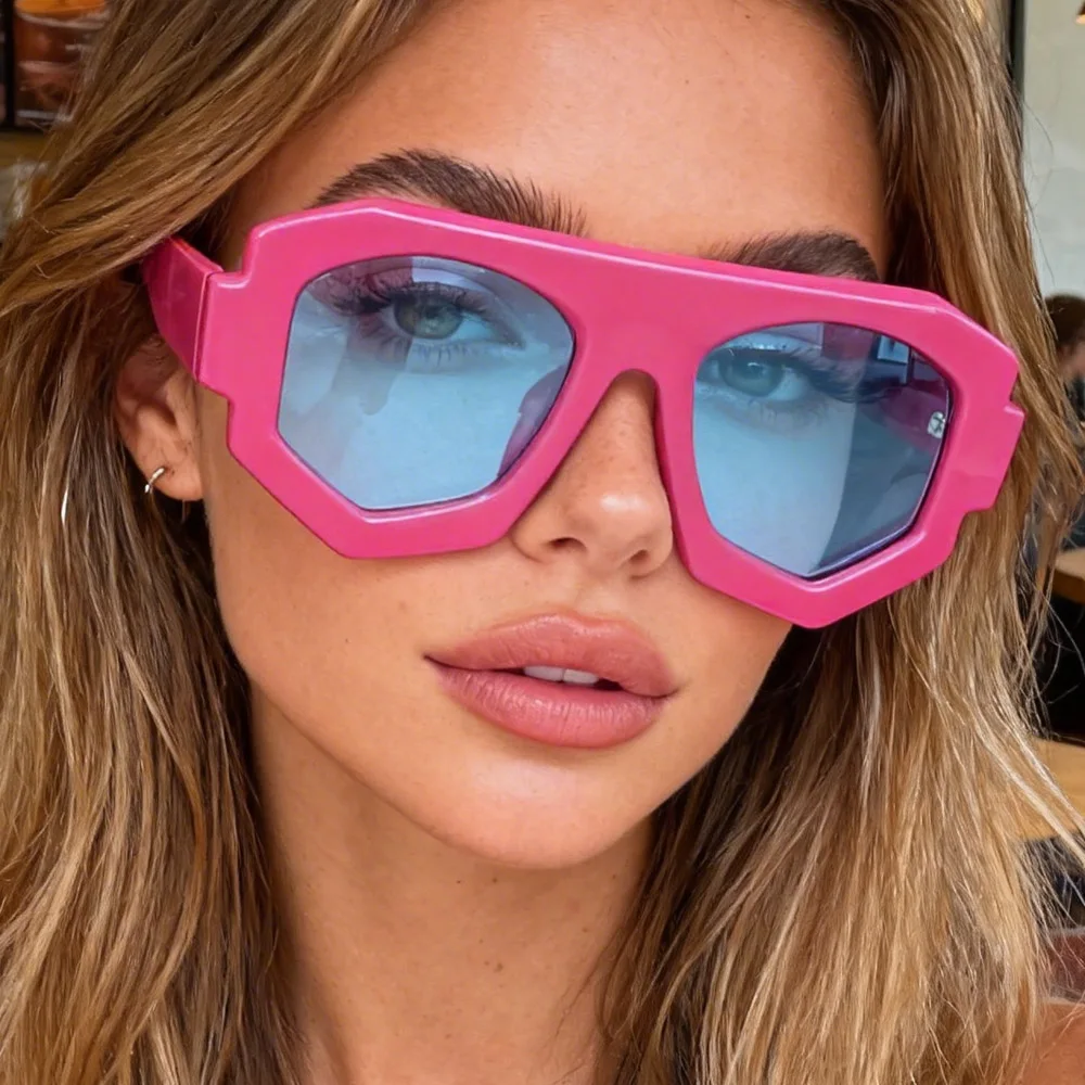 Gafas de Sol Cuadradas Irregulares Color Caramelo para Mujer, Nuevas Gafas de Sol Degradado Negro Rosa con Protección UV400, Estilo Punk para Hombre, para Exteriores