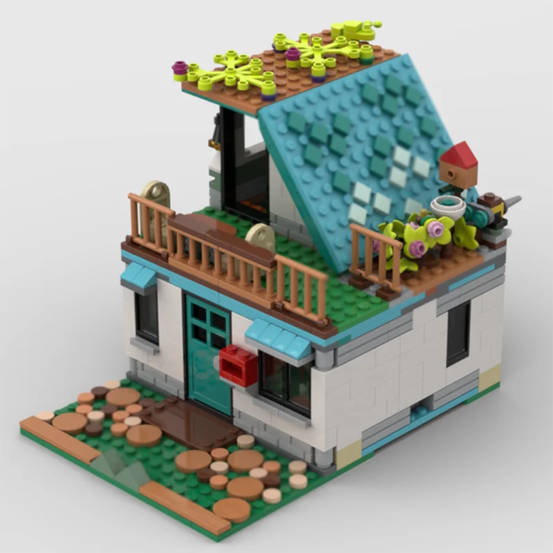 Moc اللبنات 16 وحدات واسعة مريحة منزل نموذج التكنولوجيا الطوب الجمعية مدينة عرض الشارع عطلة البناء الهدايا لعبة #2