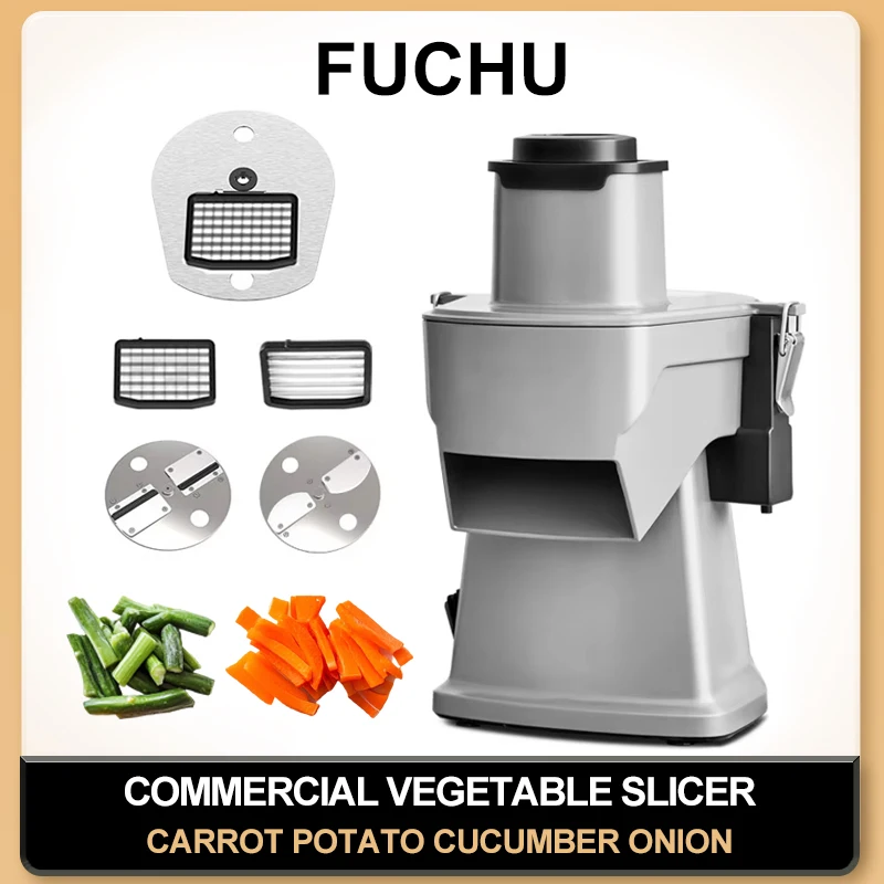 

5-in-1 Vegetable Cutter Machine - Carrot StripsCubes, Fruit Slicer with 6 Blades, Compact Food Processor