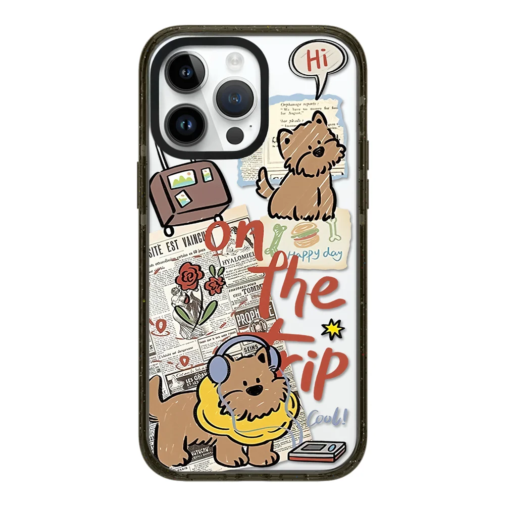 

Graffiti Music Dog Acrylic Black Border Magnetic Phone Case Cover for IPhone 12 13 14 15 16 17 Pro Max Case