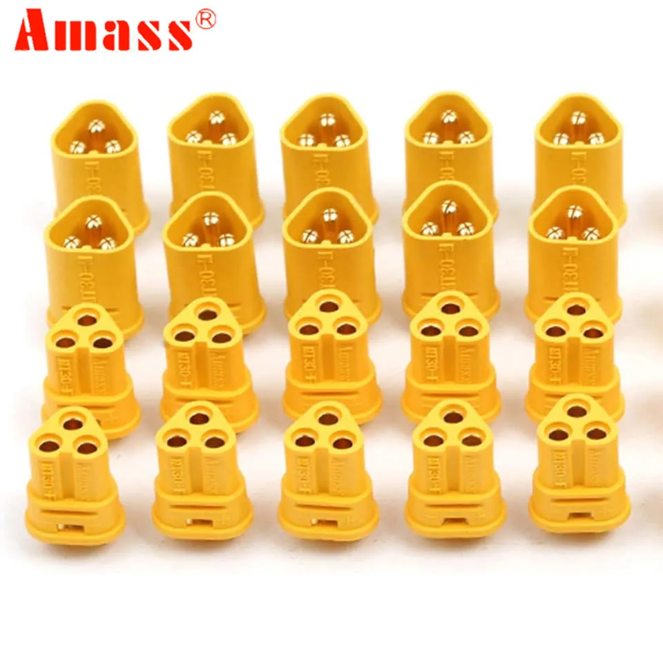 10pcs 20pcs AMASS Amass MT30 Plug Connector 2mm 3-pin Connector Motor Bullet Plug for RC ESC Lipo Battery Brushless DC Motor