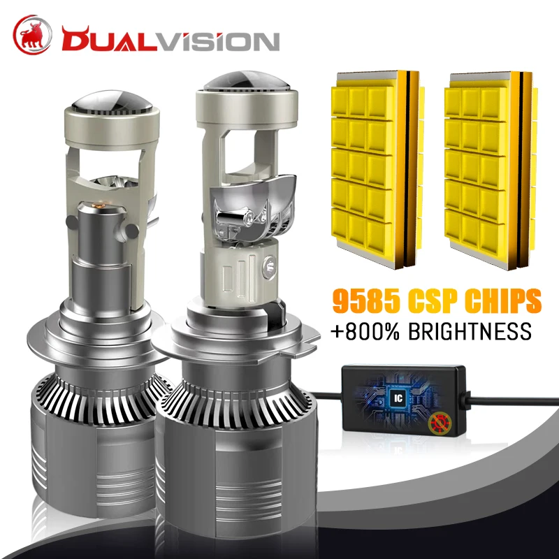 

H4 LED Headlights Projector Lens Turbo Fan Automobile H7 H11 H8 H9 9005 HB3 9006 HB4 Hi/Lo Beam 6000K Bi LED HD Lenses Auto Lamp