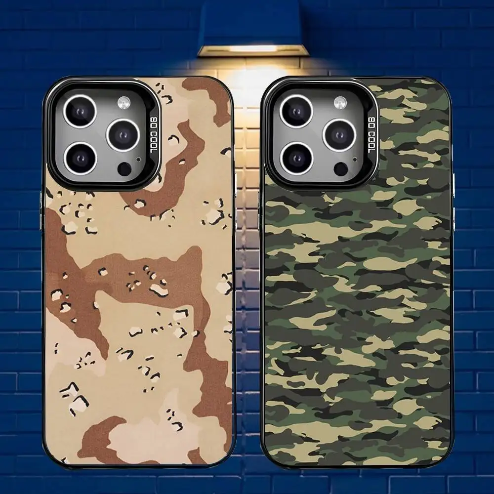

Print Camouflage Pattern Phone Case For iPhone 16,15,14,13,12,11,Mini,Pro,E,MAX Gray Matte Silicone Black Cover