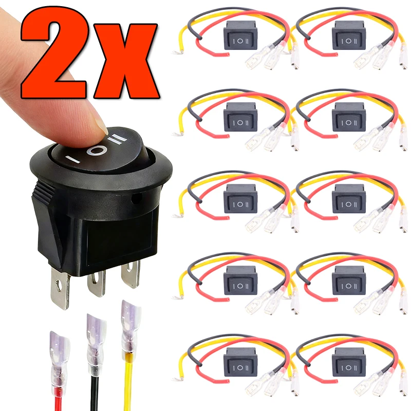 1/2pcs ON/Off Round Toggle Switch with Leads for Automotive Marine Three-Position Modified Auto and Motorcycle Boat Accessories