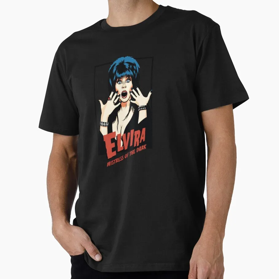 

Mistress of the Dark 80s Horror Movie Elvira 1217 Scary Halloween gift T shirt for man All size Tops 100% cotton clothes