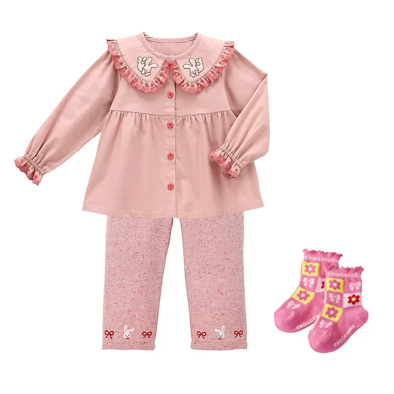 جديد الربيع والخريف فتاة الكرتون لطيف الأرنب الصغير المطرزة دمية طوق القميص