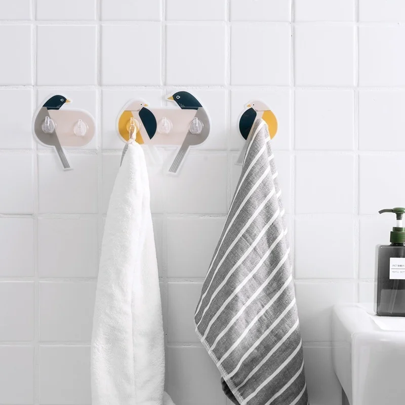 

Creative Bird Hook Multifunction Strong Sticky Door Sucker Wall Hooks Home Strong Adhesive Nail-free Hanger For Kitchen Bathroom