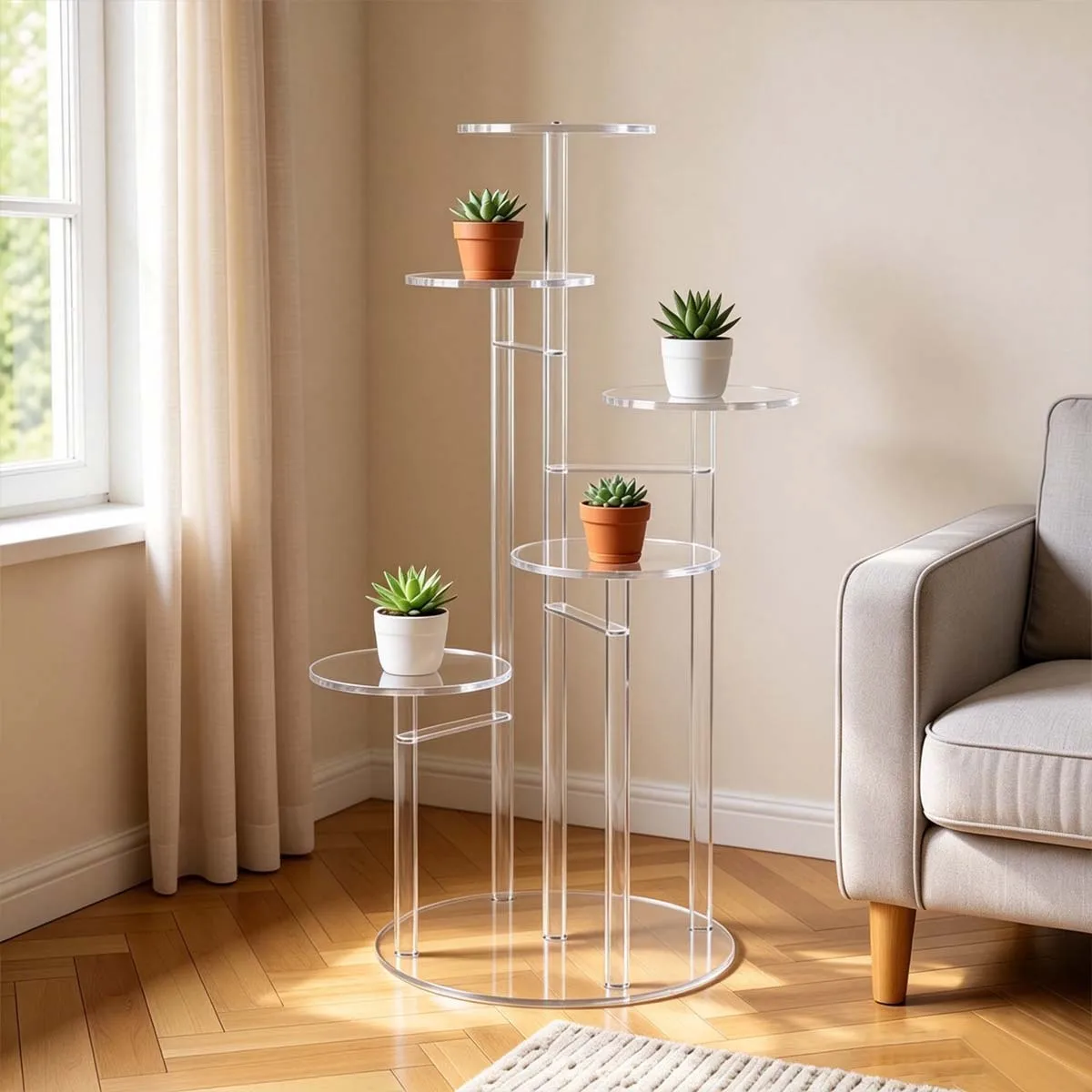 Sofa side table, plant stand 6-layer indoor acrylic flower stand