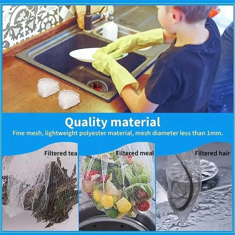 50-200Pcs Disposable Kitchen Sink Filter Sewer Drain Anti-blocking Garbage Bag Pool Leak Mesh Bag Mesh Strainer Sink Garbage Net