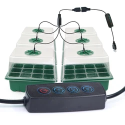 Caja de luz LED para cultivo de vivero, bandejas de inicio de semillas de plantas, lámpara de cultivo de invernadero para el hogar, controlador de Kit de temporizador de macetas de plántulas de 12 celdas