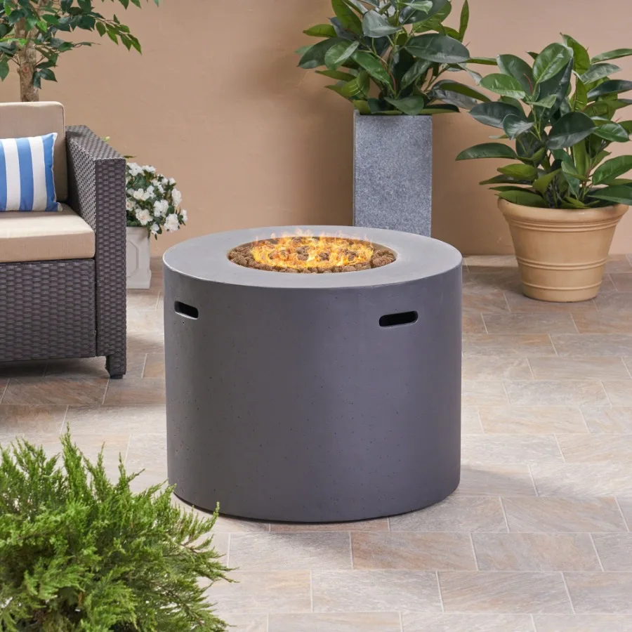 

31 ROUND MGO FIRE PIT FOR OUTDOOR USE, WHITE, 40, 000 BTU HIGH HEAT OUTPUT