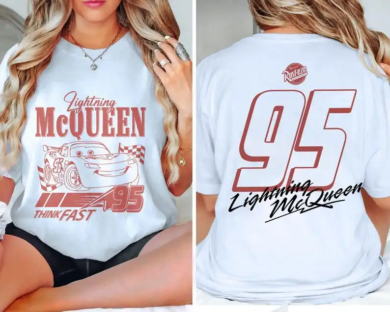 Été foudre Mcqueen et Sally t-shirt pour Couples Mcqueen Sally T-shirts imprimé t-shirt pour hommes femmes Streetwear décontracté hauts