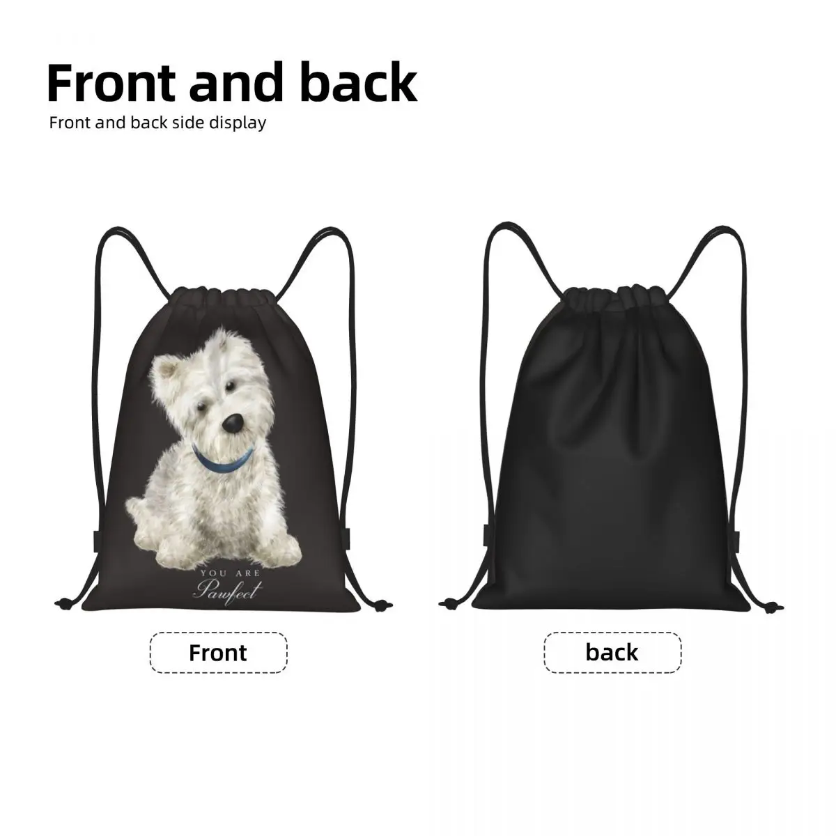 Custom Westie West Highland White Terrier Dog Drawstring Bag Women Men Portable Gym Sports Sackpack Shopping Storage Backpacks