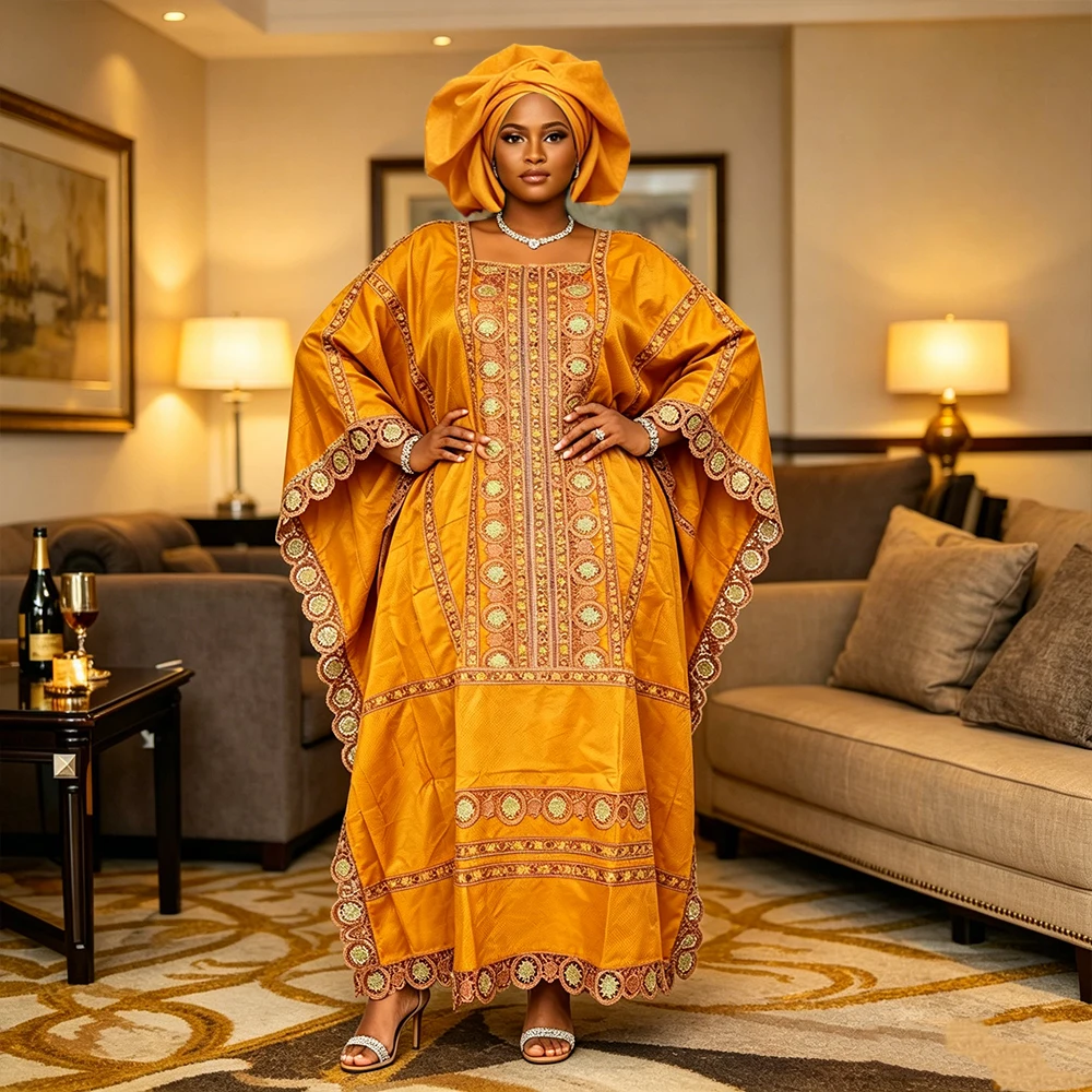 

Plus Size African Clothes for Women 2026 New African Dashiki Ankara Embroidery Robe Bazin Design Wedding Party Dresses