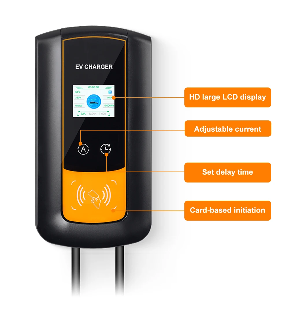 IPENGEN EV Charging Station 32A Electric Vehicle Car Charger EVSE Wallbox Wallmount 7.6/11/22KW Type2 Cable IEC62196 APP Control