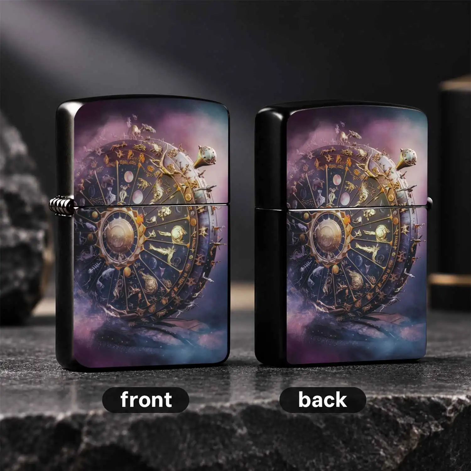 Retro Astrolabe Zodiac Themed Windproof Vintage Printing Pattern  Unique Surreal Star Divination Design Portable For Gift Daily Use A Fun And Humorous Lighter