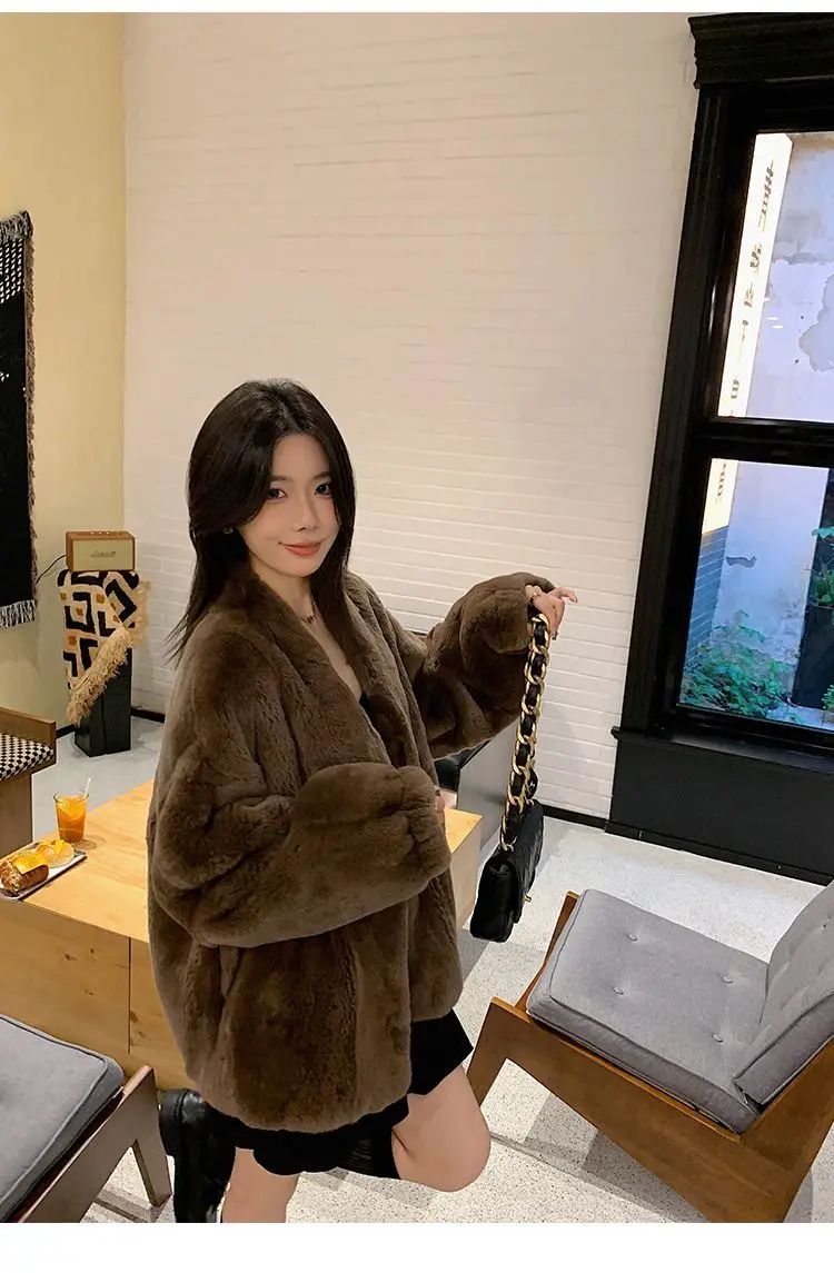 Casacos multicoloridos de pele sintética, casacos femininos de natal, festa formal, moda chique, elegante, alta qualidade, socialite, tendência justa