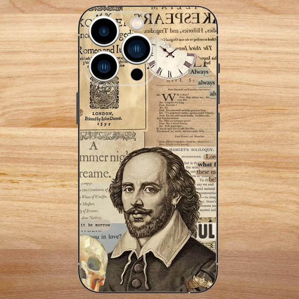 William Shakespeare Phone Case For iPhone15,14,13,12,11,Pro,Max,Plus,Mini,X,XS,XR,8,7,6,S,Plus,SE Soft Black Case