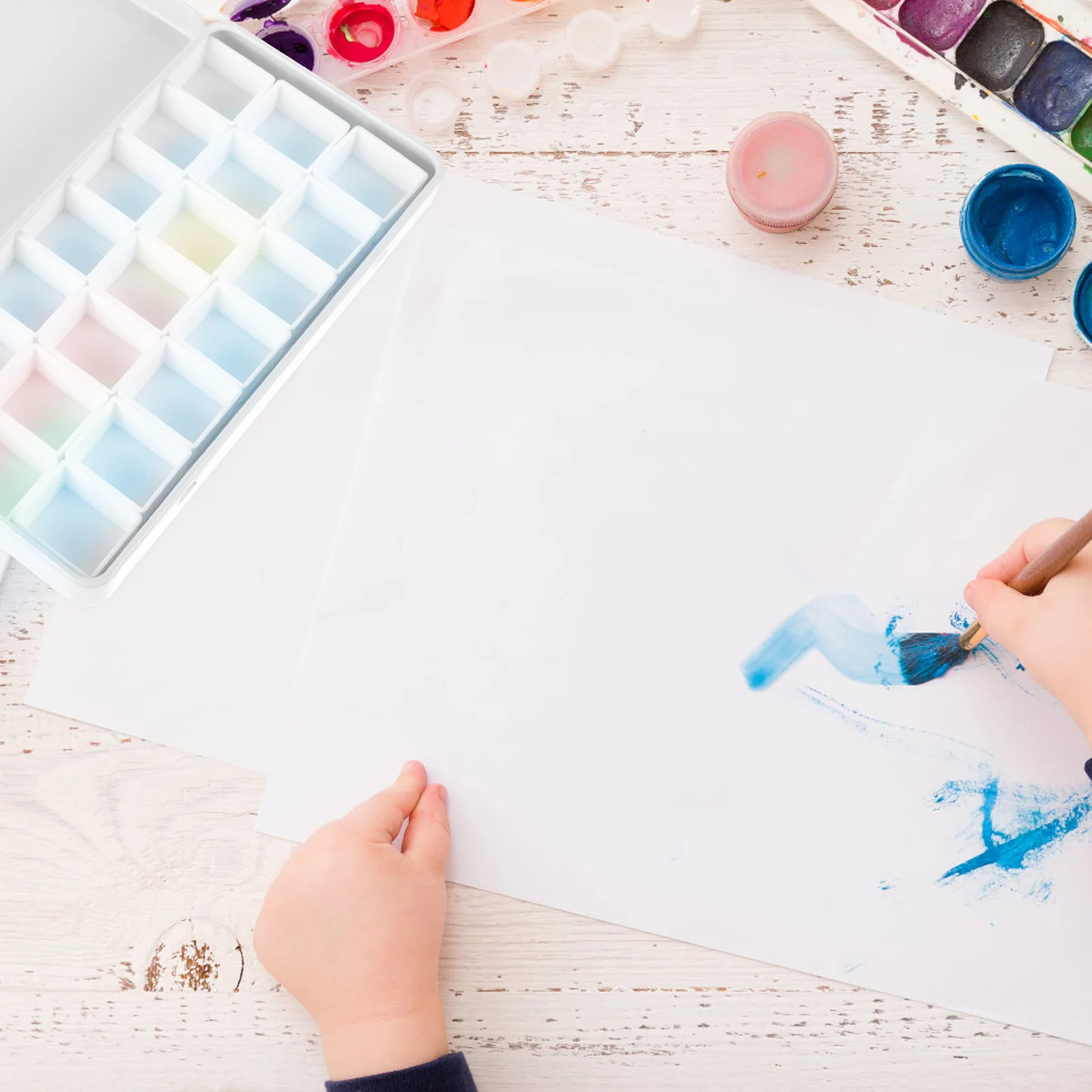 

1 Set Empty Watercolor Tin Watercolor Paint Box For Artist Student Iron Storage Case Portable Compact Acrylic Palette Organizer