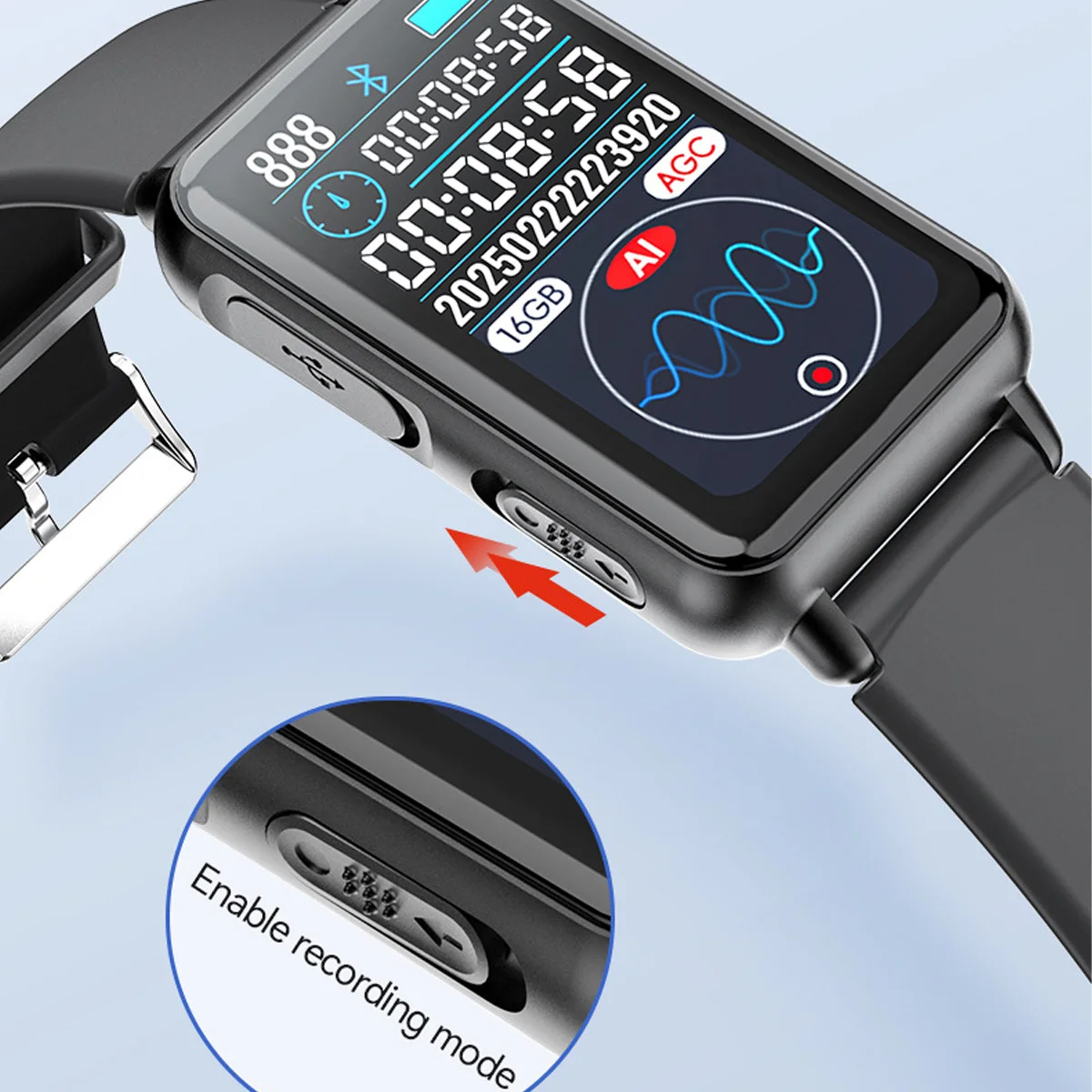 

Умный браслет-рекордер S18A с искусственным интеллектом: голос в реальном времени для текста и перевода, дисплей носимых устройств, приложение Bluetooth 5.3, портативный