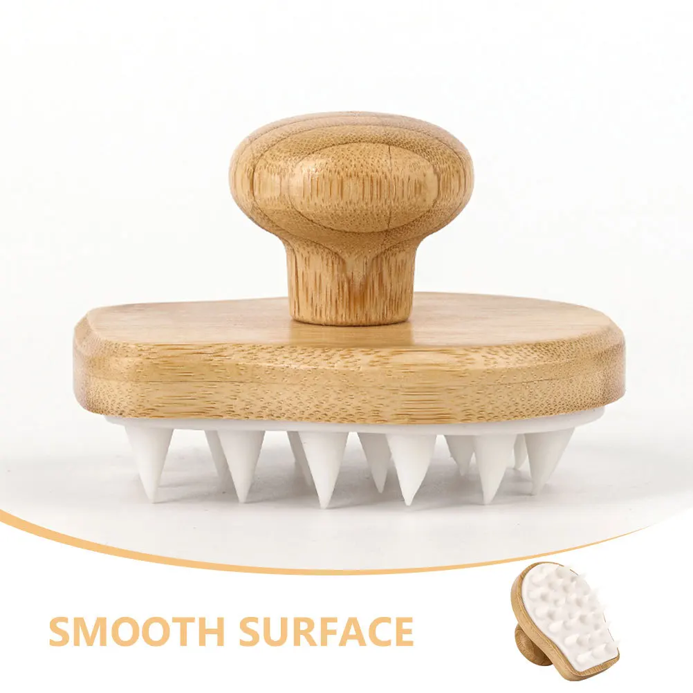 

Bamboo Shampoo Brush Scalp Massager Tpr Supple Head Scrubber Stronger Cleaning Ability Delicate Design for Dandruff Treatment