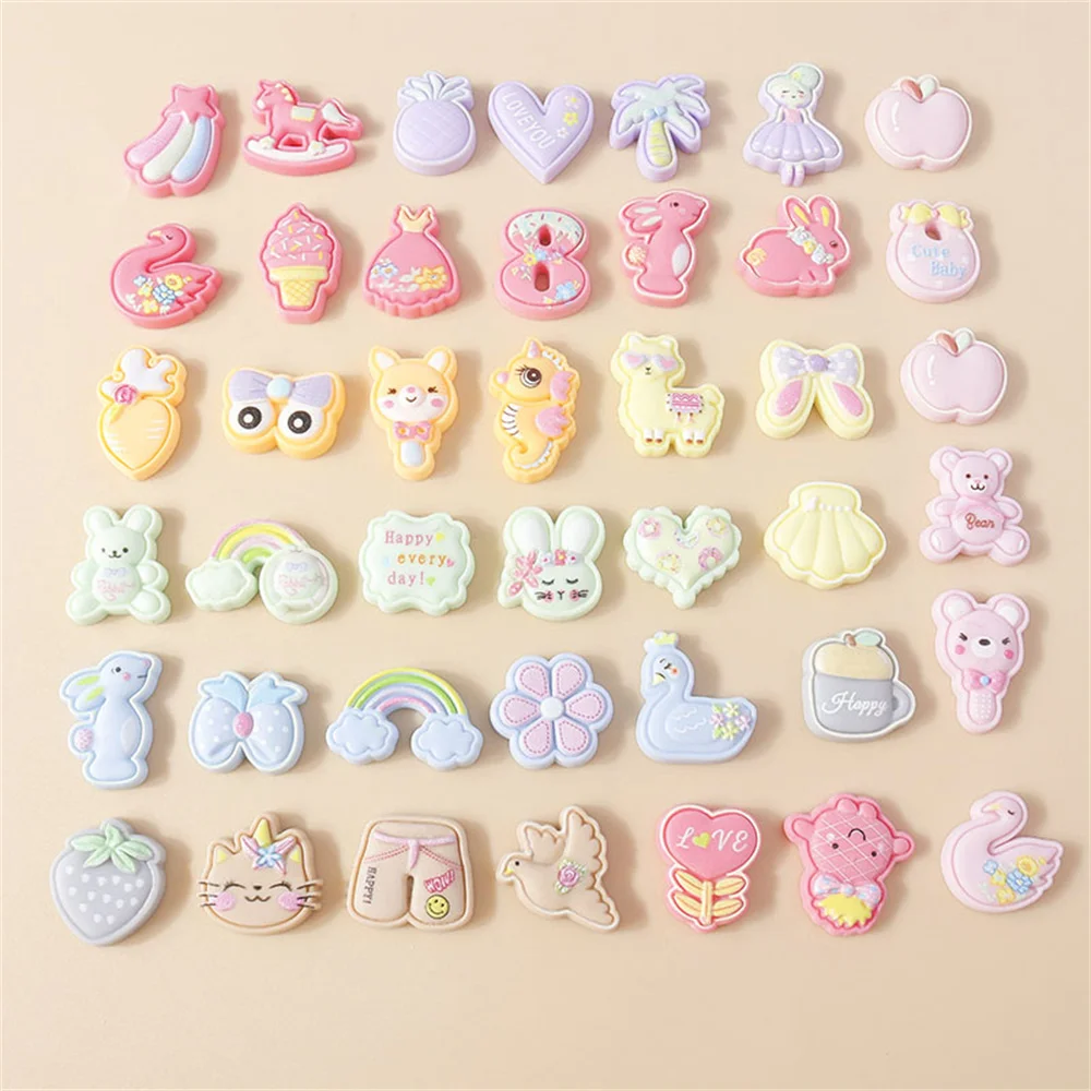 

Leslie 15Pcs Mix Kawaii Resin Summer Vacation Rainbow Animal Flatback Cabochon Girls DIY Nail Art Phone Case Hairpin Accessories